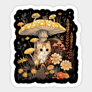 Cottagecore Aesthetic Cat Playtime Sticker